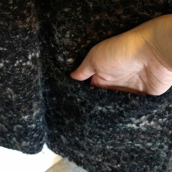 J. Jill Wool Alpaca Mohair Blend Black Fuzzy Speckled Double Breasted Blazer - Picture 6 of 9